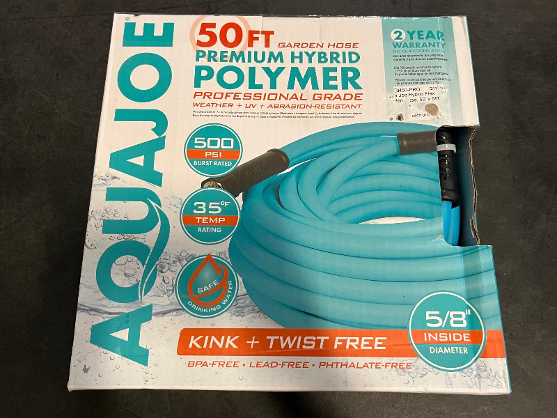 Photo 1 of Aqua Joe 50-Foot X 5/8-Inch Hybrid Flex Professional-Grade Hose Standard
