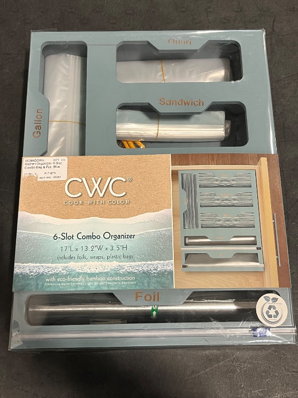 Photo 1 of 6 Slot Bamboo Organizer to Hold Various Food Storage Bags, Aluminum foil and Plastic Wrap