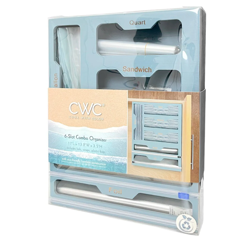 Photo 1 of 6 Slot Bamboo Organizer to Hold Various Food Storage Bags, Aluminum foil and Plastic Wrap