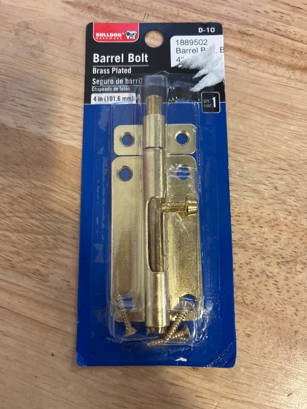 Photo 1 of Bulldog 4" Brass Plated Barrel Bolt
