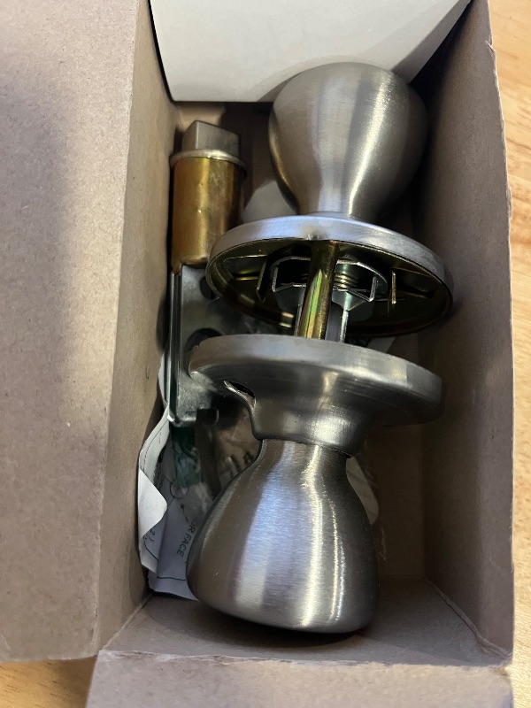 Photo 1 of AP PRODUCTS 013-203-SS Entry Door Handle; Knob Style Handle for RV Interior Passage Door; Used as Either 3/8 Inch or 2-3/4 Inch Backset; Silver; Stain
