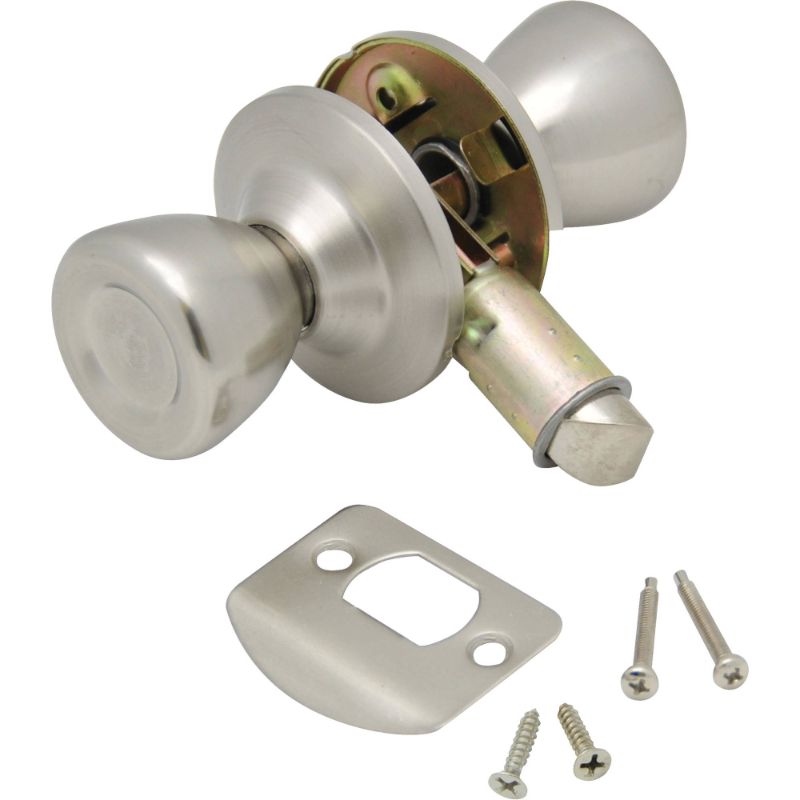 Photo 1 of AP PRODUCTS 013-203-SS Entry Door Handle; Knob Style Handle for RV Interior Passage Door; Used as Either 3/8 Inch or 2-3/4 Inch Backset; Silver; Stain
