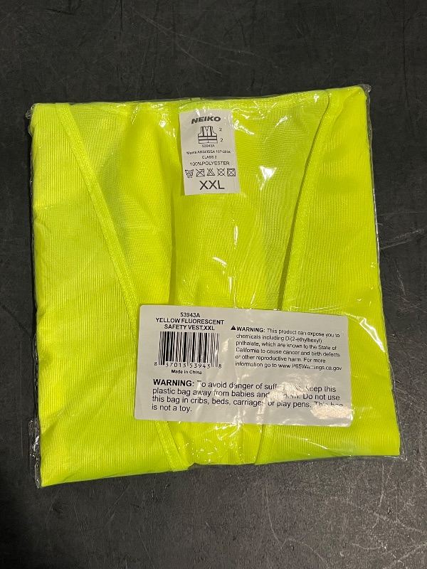 Photo 1 of (XXL) NEIKO Safety Vest High Visibility Vest with Reflective Strips Neon Yellow Vest Zipper Front Reflective Vest for Men and Women Work Vest Security
