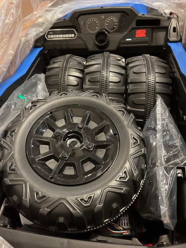 Photo 1 of 24V Ride on Toys 4WD Ride on Cars with Remote Control, 1 Seater Electric Car for Kids, Power Car Wheels, UTV w/ 4 Motors, Music, Lights, 3 Speeds, Blue