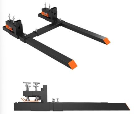 Photo 1 of Garvee 60" 4000Lbs Clamp on Pallet Forks, Heavy Duty Bucket Forks with Adjustable Stabilizer Bar (17.7"-34.6") for Tractor Bucket, Skid Steer, Black -with Stabilizer Bar