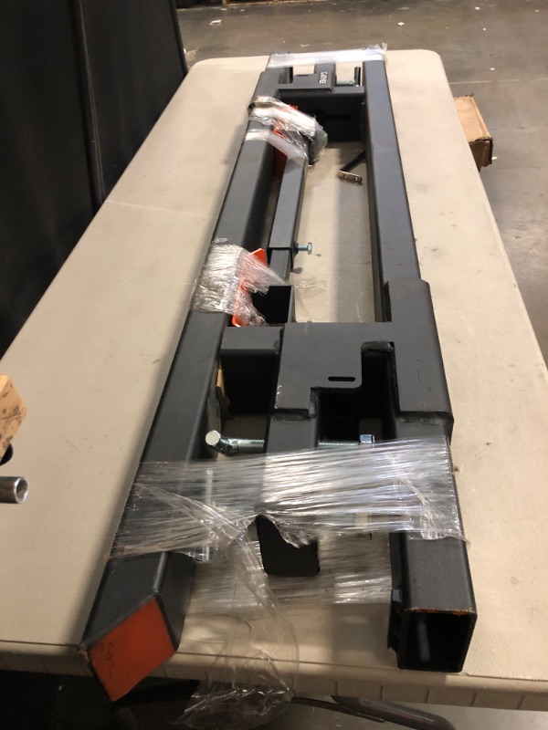 Photo 1 of Garvee 60" 4000Lbs Clamp on Pallet Forks, Heavy Duty Bucket Forks with Adjustable Stabilizer Bar (17.7"-34.6") for Tractor Bucket, Skid Steer, Black -with Stabilizer Bar