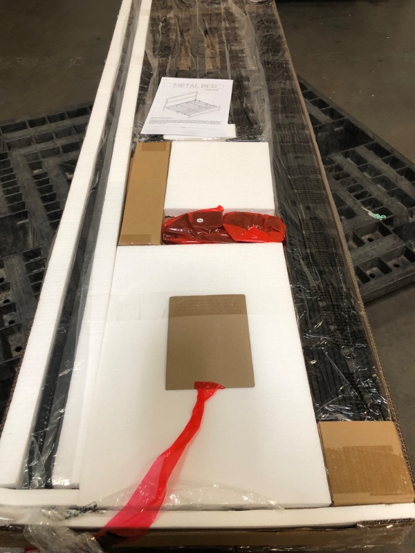 Photo 1 of Qeetex King Size Bed Frame with Headboard Industrial Platform Bed Frame with Charge Station No Box Spring Needed Easy to Assemble Wooden Mattress Foundation Wash Grey