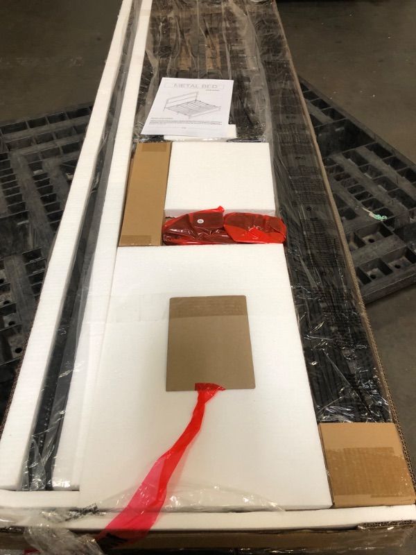 Photo 1 of Qeetex King Size Bed Frame with Headboard Industrial Platform Bed Frame with Charge Station No Box Spring Needed Easy to Assemble Wooden Mattress Foundation Wash Grey
