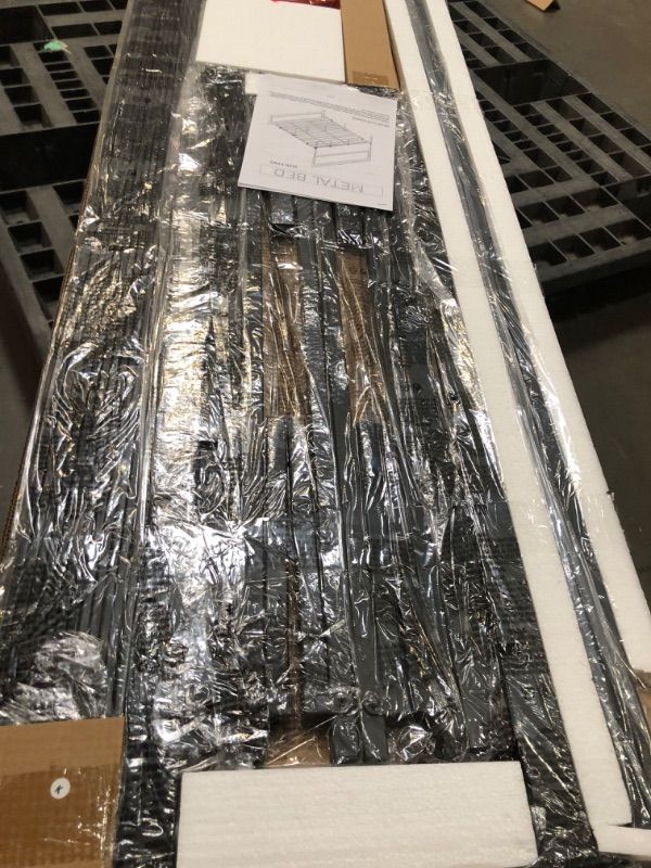 Photo 1 of Qeetex King Size Bed Frame with Headboard Industrial Platform Bed Frame with Charge Station No Box Spring Needed Easy to Assemble Wooden Mattress Foundation Wash Grey
