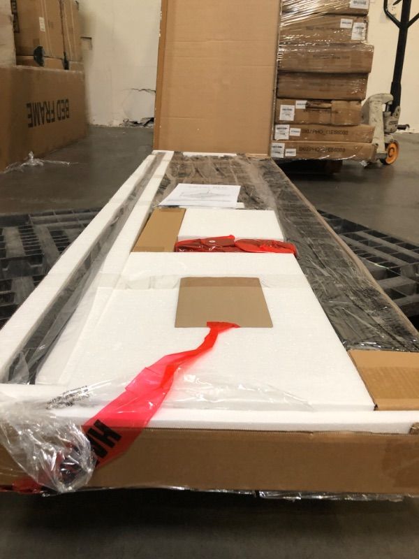 Photo 1 of Qeetex King Size Bed Frame with Headboard Industrial Platform Bed Frame with Charge Station No Box Spring Needed Easy to Assemble Wooden Mattress Foundation Wash Grey
