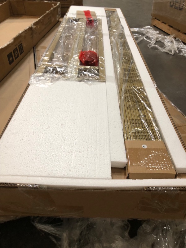 Photo 1 of King Size Modern Platform Bed Frame with Charging Station, LED Lights, Metal Frame, Storage Headboard, White & Gold, No Box Spring Needed, Easy Assembly