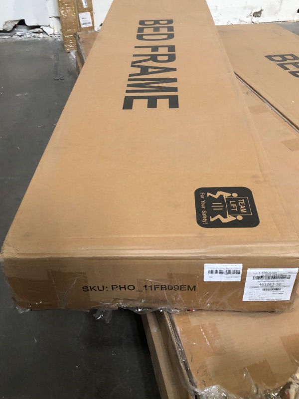 Photo 1 of King Size Modern Platform Bed Frame with Charging Station, LED Lights, Metal Frame, Storage Headboard, White & Gold, No Box Spring Needed, Easy Assembly