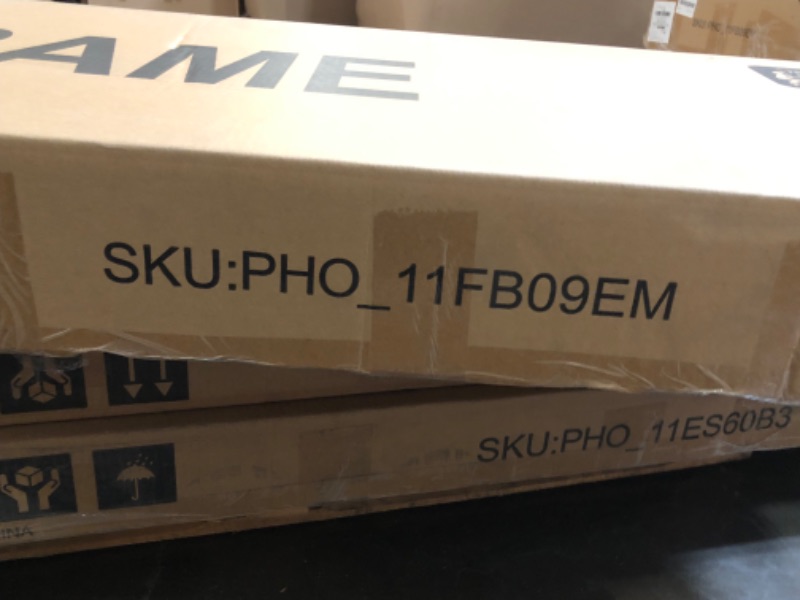 Photo 1 of King Size Modern Platform Bed Frame with Charging Station, LED Lights, Metal Frame, Storage Headboard, White & Gold, No Box Spring Needed, Easy Assembly