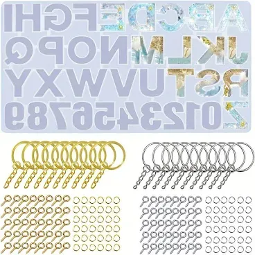 Photo 1 of Alphabet Silicone Molds for Resin Letter Number Epoxy Casting Molds Keychain Making Kit
