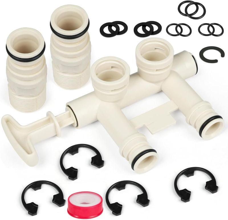 Photo 1 of 7345388,Water Softener Bypass Valve Assembly Kit with (2) Adapters, (4) Clips, and (4) O-rings, Compatible with Kenmore, GE, Whirlpool, Morton, NorthStar, EcoWater, EcoPure and More