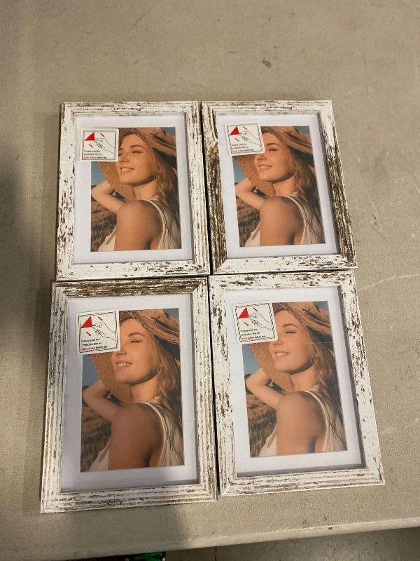 Photo 1 of Distressed White 5x7 Picture Frame, Picture Frames 5x7 Wooden Picture Frames with Real Glass, Rustic 5 x 7 Photo Frame for Wall or Tabletop, Display Picture 4x6 with Mat or 5x 7 Without Mat (4 Pack)
