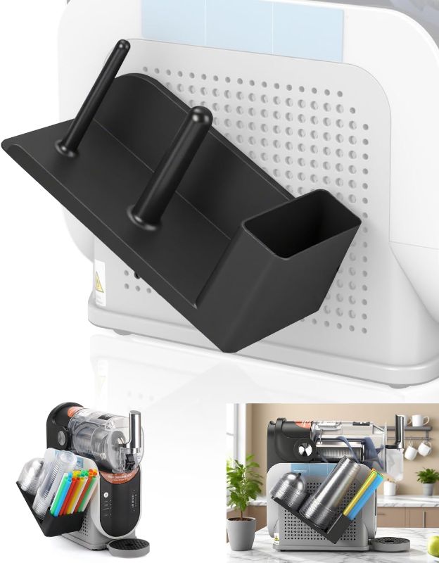 Photo 1 of Cup Organizer for Ninja Slushie Machine FS301 & FS300-3-in-1 Side-Mounted Holder for Cups, Lids & Straws - Accessories for Ninja Slushie Machine
