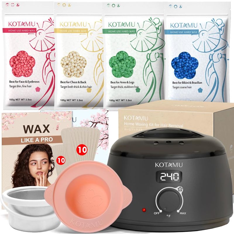 Photo 1 of KOTAMU Waxing Kit Black Digital Wax Kit for Women Men Sensitive Skin Hard Waxing Pot for Eyebrow Face Leg Underarm Coarse Soft Hair Removal Professional Wax Warmer with 25 Accessories for Home Salon