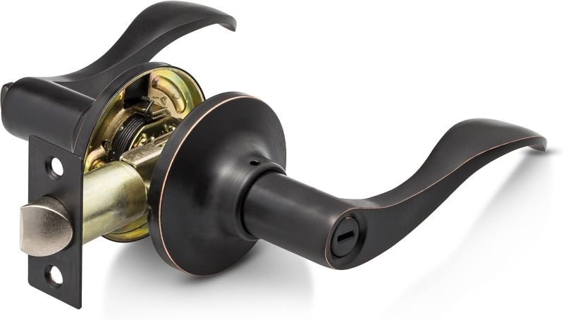 Photo 1 of Berlin Modisch Privacy Lever Door Handle [Thumb Turn Lock on The Inside] for Bedroom or Bathroom with a Oil Rubbed Bronze Finish, Reversible for Right & Left Side, Classic Series