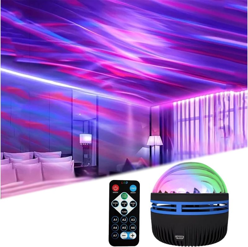 Photo 1 of 2 in 1 Northern Lights and Ocean Wave Projector with 14 Effects of Galaxy Light for Game Rooms, Parties, Light Projector for Bedroom, Compatible with Lava Lamps and Night Light Decorative Effects