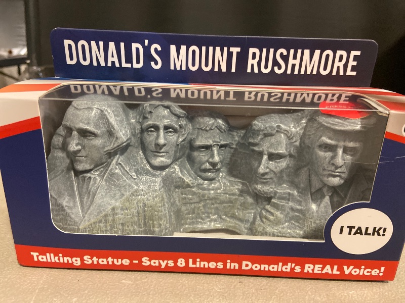 Photo 1 of Donald Trump Mount Rushmore Talking Statue - Says 8 Lines in Trump's Real Voice, Funny Political Desk Gift & Paperweight for Republicans, Patriotic Collectible for Offices & Man Caves
