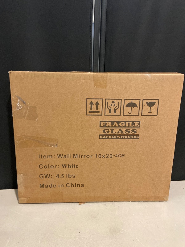 Photo 1 of Amazon Basics Rectangular Wall Mount Mirror for Bedroom, Living Room, Entryway, Standard Trim, 16" x 20", White
