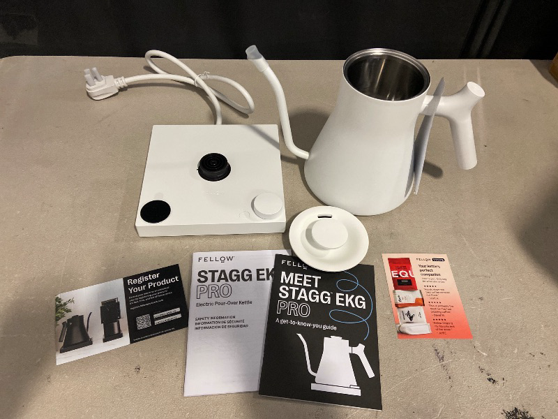 Photo 1 of Fellow Stagg EKG Pro Electric Gooseneck Kettle - Pour-Over Coffee and Tea, Quick Heating, Precise Temperature Control, Scheduling, Built-in Brew Timer, Matte White, 0.9 Liter
