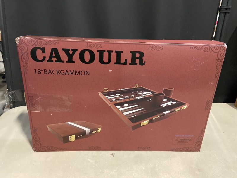 Photo 1 of Backgammon Set - Classic Board Game with Premium Leather Case - Portable Travel Strategy Backgammon Game Set for Adults, Kids (18inch, Brown)
