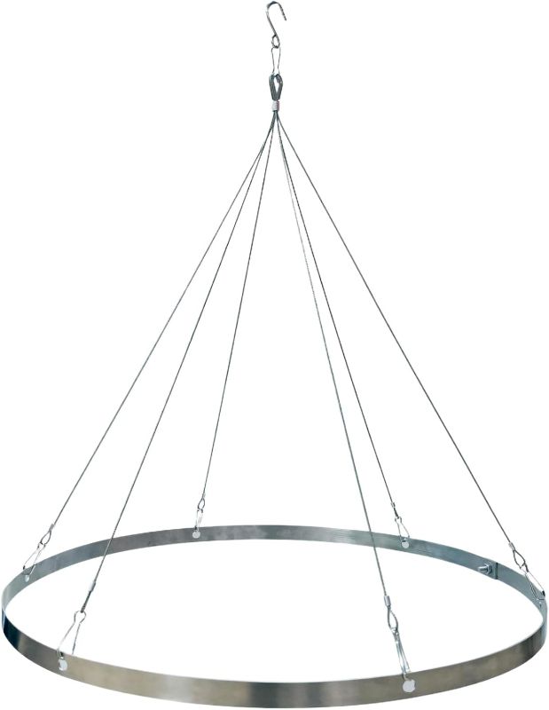 Photo 1 of 24 Inches Silver Stainless Steel Hoop Ceiling Drapes Hanging Kit for 6 Panels Wedding Draping Fabric Canopy Metal Hardware Kit for Indoor Outdoor Decorations (Diameter-24 Inches)
