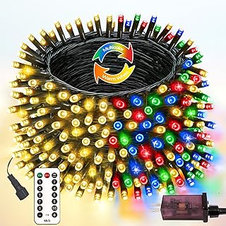 Photo 1 of 82FT 200 LED Color Changing Christmas String Lights with Remote & Timer & Memory Function, 8 Lighting Modes Waterproof Fairy String Lights for Xmas Tree Holiday Party Garden (Warm White & Multicolor)