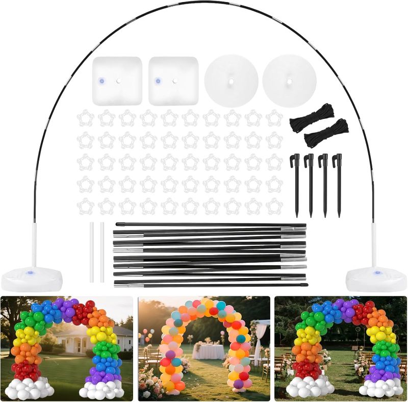 Photo 1 of Balloon Arch Kit Stand Foldable storage, 9FT Height & 10FT Width Adjustable Balloon Arch Frame, for Weddings, Baby Showers, Birthdays, Graduation, Backdrop for Parties