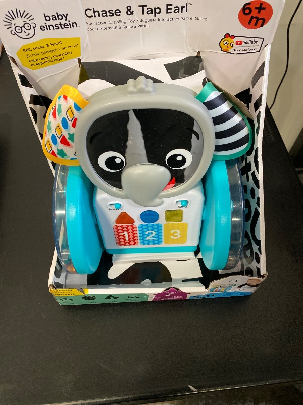 View 2 of Baby Einstein Chase & Tap Earl Crawling Baby Toy, with Mirror and Music, Ages 6 Months and Up
