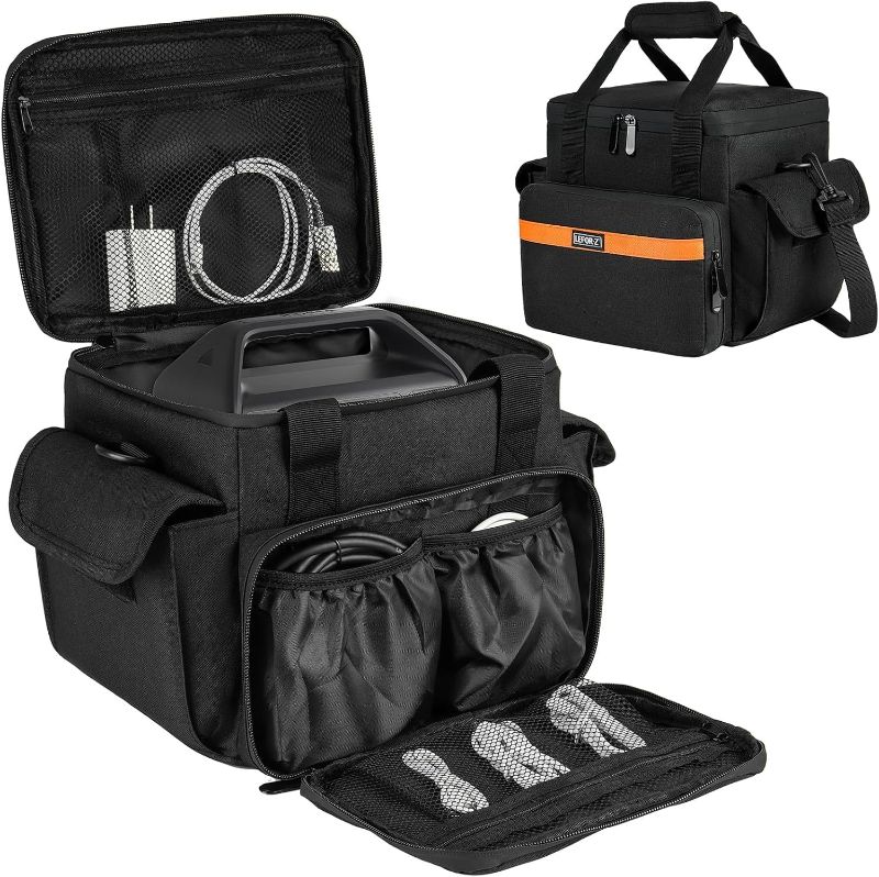 Photo 1 of Carrying Case Compatible with Jackery Explorer 240/300/160/GOLABS R300/Anker 521 Portable Power Station,Waterproof Travel Storage Bag with Multiple Pockets for Charging Cable and Accessories(Bag Only)