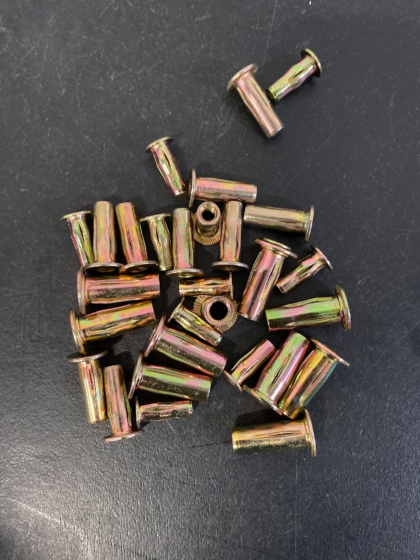 Photo 1 of 30 Pcs Multi Grip Rivet Nut Kit, M5 M6 M8 Rivet Nuts Pre Bulbed Shank Zinc-Plated Flat Head Threaded Insert Nut Fasteners for Construction Industrial