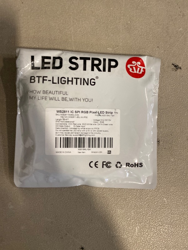 Photo 1 of BTF-LIGHTING WS2811 IC=RGB+IC Addressable Dream Color LED Strip 16.4FT 60LEDs/m 20Pixels/m Non-Waterproof White PCB Flexible DC12V Chasing Effect for Indoor Home Decor(No Adapter or Controller)