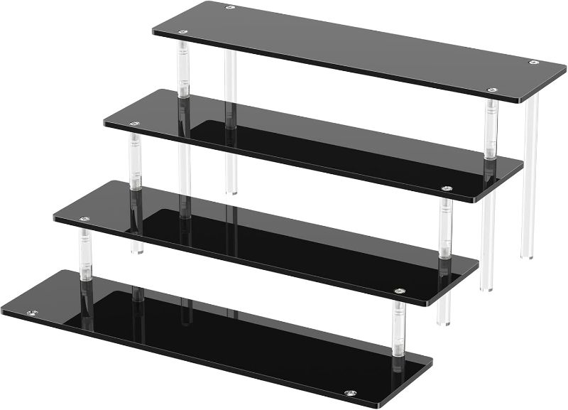 Photo 1 of 4 Tier Acrylic Display Risers, Black Perfume Organizer Stand, Large Cupcake Stand Holder, Dessert Display for Party, Display Shelf for Figure and Collection, Riser Stand for Decoration and Organizer