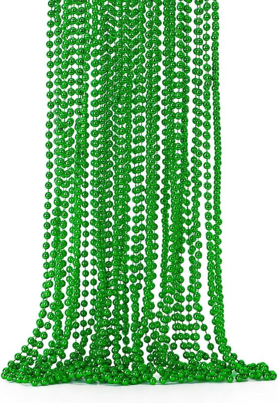 Photo 1 of 12PCS St Patricks Day Necklace, St Patricks Day Beads Necklace Accessory Set, Mardi Gras St Patricks Costumes Necklaces, Festive Accessories for Mardi Gras St. Patricks Parade Throws Decorations