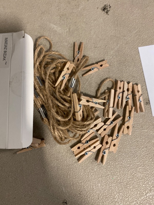 Photo 1 of Hanging Photo Display Room Wall Decor - Sculptural Picture Frames Collage - 5 Strings with 30 Clips - 3M Self Adhesive Hooks - No Holes Drilling - 30 x 30 inch