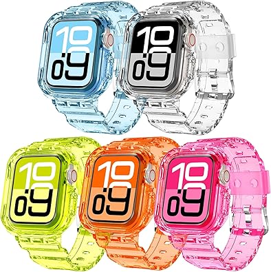 Photo 1 of DABAOZA 5 Packs Compatible for Clear Apple Watch Band 46mm 45mm 44mm 42mm 41mm 40mm 38mm 49mm, Jelly Crystal Women Men TPU Strap for iWatch Series 11 10 9 8 7 6 SE 5 4 3 2 1 Ultra 3 2
