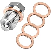 Photo 1 of M16 x 1.5 Magnetic Oil Drain Plug, Magnetic Stainless Steel Oil Pan Drain Nut Bolt with 5 PCS Copper Crush Washer Anti Leakage, Universal Leak-proof Replacement,Fits Most Cars, Motorcycles, Boats