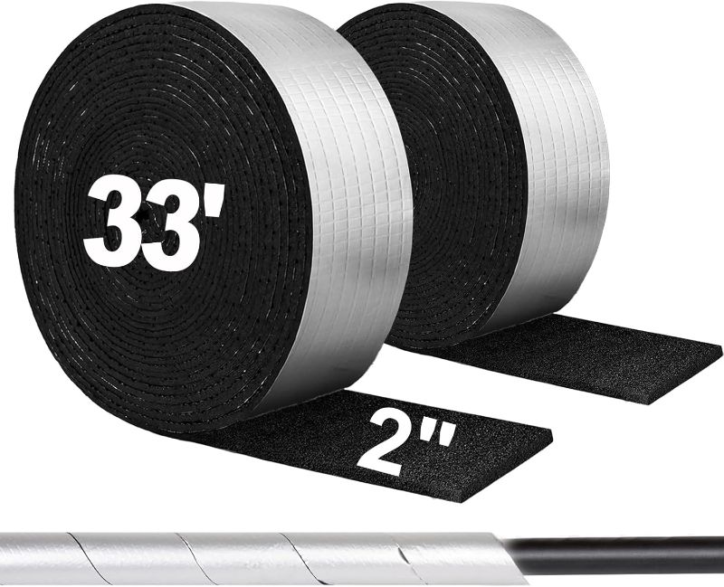 Photo 1 of 2 PCS 33ft Foam Insulation Tape Pipe Insulation Wrap, Waterproof Self Adhesive Winter Outdoor Freeze Protection Foil for Hot or Cold Pipes, 2 inch Wide