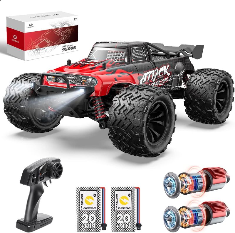 Photo 1 of DEERC 9500E 1:16 Scale All Terrain RC Car, 4x4 High Speed 40 KPH RC Truck, 2.4Ghz Remote Control Truck with 2 Batteries, Off-Road Monster Truck for Adults Kids