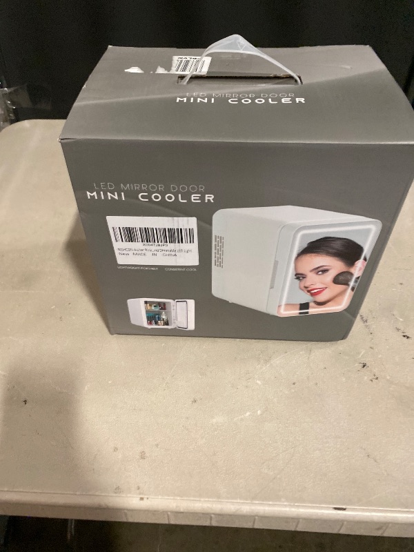 Photo 1 of 4-Liter Pink Portable Mini Fridge for Skincare Beauty Cosmetic Makeup With Mirrored Door and Dimmable LED Light