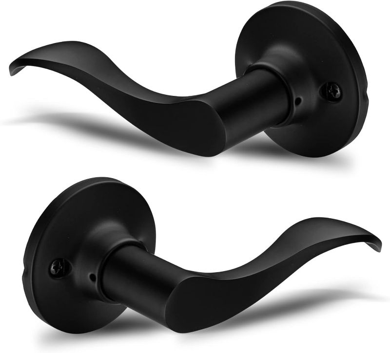 Photo 1 of Berlin Modisch Dummy Lever Door Handle [Pack of Two] for Closets with a Iron Black Finish, Single Side, Non-Turning Pull Only Classic Series