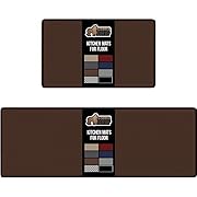 Photo 1 of GORILLA GRIP 2 Pack Comfortable Cushioned Kitchen Mats for Floor, 17x24 + 17x48, Waterproof and Stain Resistant, 1/2 Inch Thick Soft Ergonomic Standing Desk Anti Fatigue Mat, Foam Supports Feet, Brown