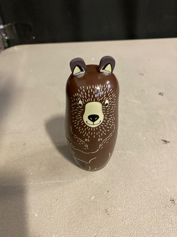 Photo 1 of Conzy Russian Nesting Dolls for Kids, Stacking Wooden Handmade Matryoshka Dolls, 5 Piece Cute Cartoon Animal Pattern, Great Toy Gift for Girls Boys' Birthday or Home Decoration (Brown)