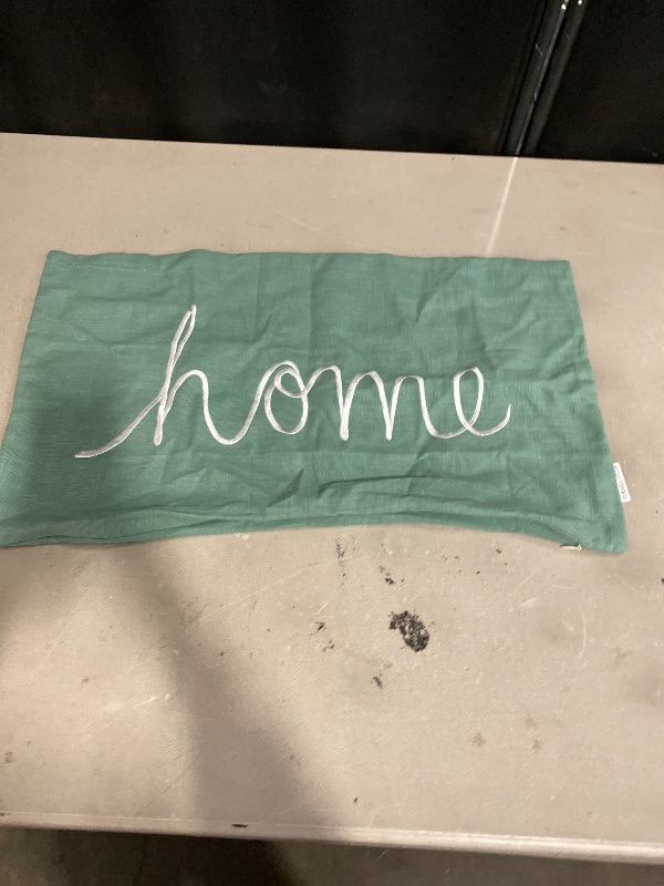 Photo 1 of EURASIA DECOR Home Sentiment Embroidered Decorative Lumbar Pillowcase - Housewarming, Living Room, Couch, Bedroom - 14x24 Inches, Teal