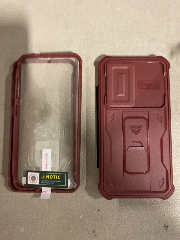 Photo 1 of Dexnor for Samsung Galaxy S25 Case with Built-in Slide Camera Cover & Screen Protector & Kickstand,Heavy-Duty Shockproof Rugged Case Full-Body Bumper Protective Cover for Galaxy S25(2025),Maroon Red