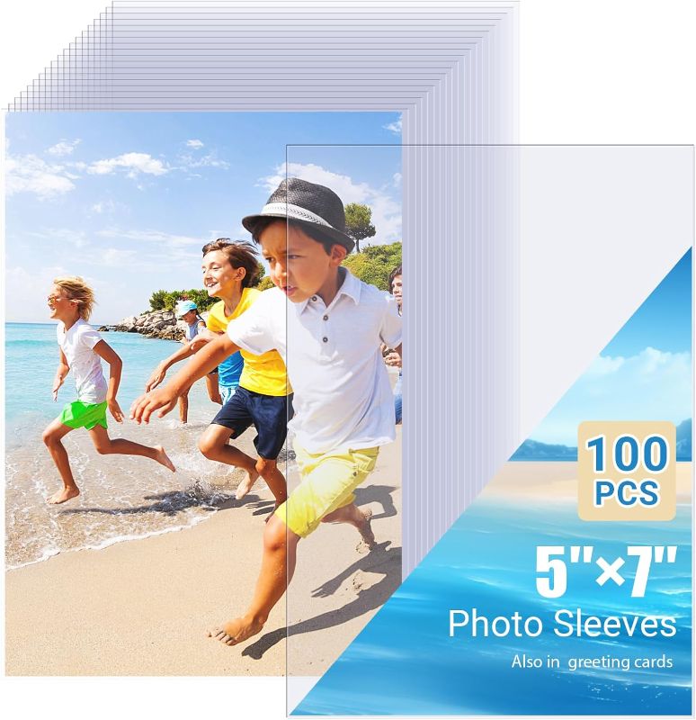 Photo 1 of 5x7 Soft Sheet Protectors 100 Pack, Clear Top Loading Photo Sleeves, No Holes Photo Protectors, Acid-Free Plastic Photocard Sleeve, Archival Safe & Waterproof