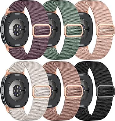 Photo 1 of Easuny 6 Pack Stretchy Bands Compatible with Samsung Galaxy Watch 8 Band 40mm 44mm, Samsung Galaxy Watch 8 Classic 46mm Loop, Elastic Nylon Fabric No Gap Sport Strap Replacement for Women Men